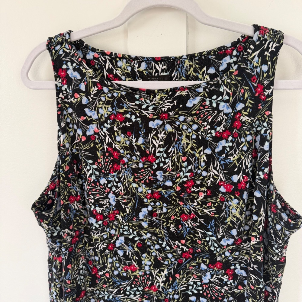 J. Jill Wearever Collection Dress Sleeveless Swing Midi Black Floral Smocked XLP - Picture 2 of 12